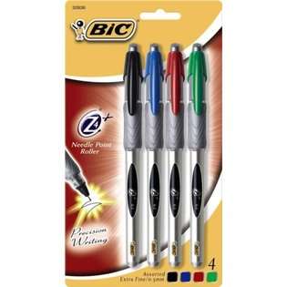 BIC Z4+ Needle Point Roller Pen, Extra Fine Point 0.5 mm, Assorted, 24 