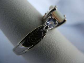 Opal and Tanzanite Ring in 14K White Gold  