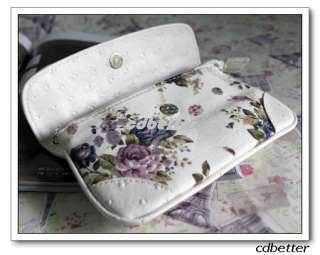Floral PU Fabric Women Clutch Wristlet Wallet Chain Bag  