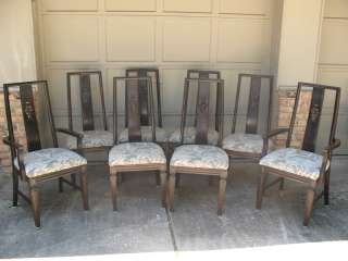   Vintage Oriental Asian mahogany Dining Room 8 Matching Chairs  