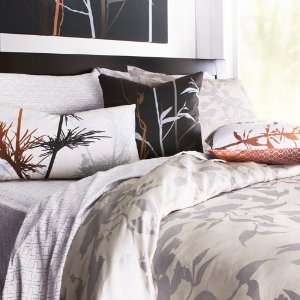   Duvet Cover and Shams Set   Morning Glory Pattern   in Silver   King