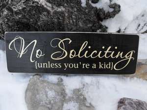 No Soliciting Front Door Home Decor Wood Sign  