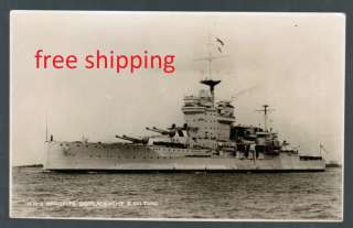 2129   British Royal Navy Battleship HMS WARSPITE Real Photo Postcard 