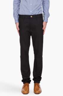 Nudie Jeans Black Coated Khaki Trousers for men  