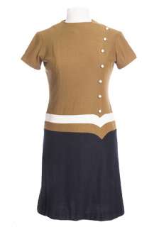 Stewardess Dress   Blue, Tan, White, Work, Casual, Nautical, Vintage 