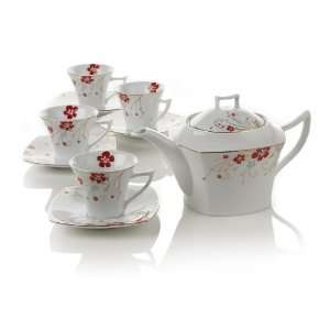  Teavana Red Bloom Teapot Set