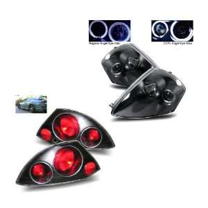   Black CCFL Halo Projector Headlights + Tail Lights Combo Automotive