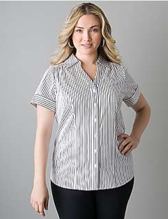 Womens plus size short sleeve metallic stripe shirt  Lane Bryant