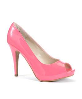 Fuscia (Pink) Pink Patent Peep Toe Shoes  247836177  New Look