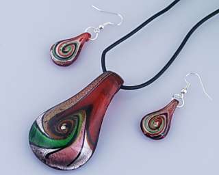 W14389 6set Drop Murano Glass Pendant Necklace Earrings  
