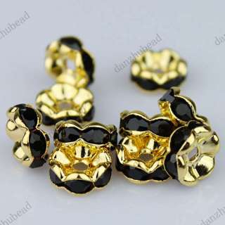 WHOLESALE VARIOUS COLORS CRYSTAL GOLD SPACER LOOSE BEADS JEWELRY 