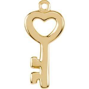  14K Yellow Gold Tiny Heart Key Charm Jewelry