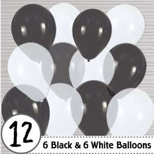  12 Pack Helium Quality 11 Latex Balloons (6 Black & 6 