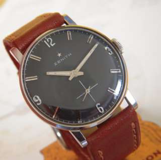 Vintage Swiss Made ZENITH Mens watch 1950s  BLACK DIAL    16 JEWELS 