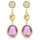   Amethyst and Diamond Dangle Drop Earrings 14k Yellow Gold (10.25ct