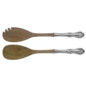   ) Wooden Bowl 2 Piece Salad Set, Sterling Silver