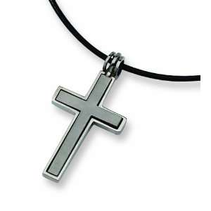    2 Piece Titanium Moveable Cross Pendant Cord Necklace Jewelry