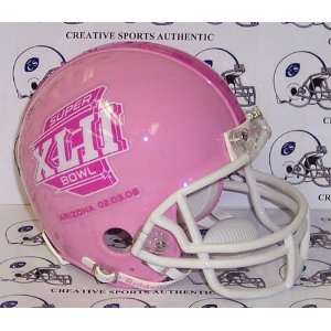  Super Bowl XLII   Riddell Pink Mini Helmet Sports 
