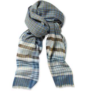   Scarves  Cashmere scarves  Cashmere and Silk Blend Plaid Scarf