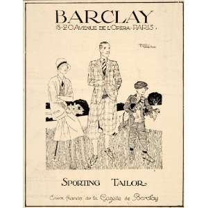  1928 Ad French Barclay Sporting Tailor Golf Art Deco 