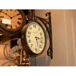  Designer Double Sided Station Clock   Silver