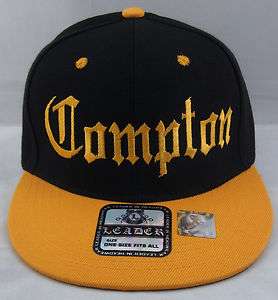   Snapback Hat LA Cap EazyE Dre Cube NWA Black Yellow Gold New Hats Caps