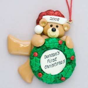  Personalized First Christmas Bear Claydough Ornament