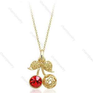 Trendy Fashion Korean Lovely Cute Crystal Cherry Pendant Necklace HOT 