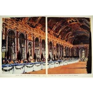  1938 Galerie des Glaces Versailles Royalty Lunch Print 