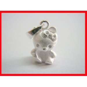  Textured Teddy Bear Pendant Solid Sterling Silver 