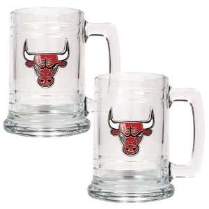  Chicago Bulls NBA 2pc 15oz Glass Tankard Set   Primary 