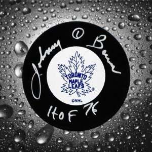 Johnny Bower Autographed Puck   Autographed NHL Pucks  