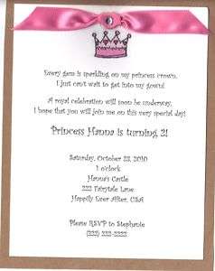 Princess Birthday Party InvitationCrown,Castle CUTE  