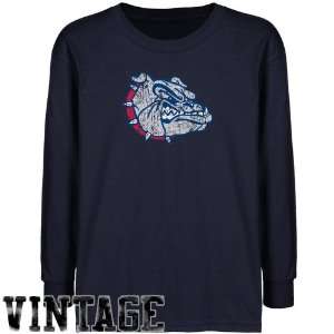 NCAA Gonzaga Bulldogs Youth Navy Blue Distressed Logo Vintage T shirt 