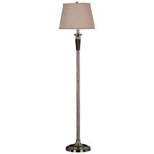  Hayden Brushed Steel and Taupe Shade Floor Lamp