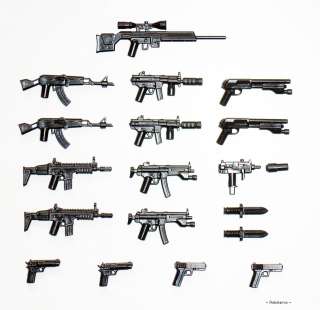 Rebelarms   18 Moderne Waffen Gewehr MP Set für LEGO  