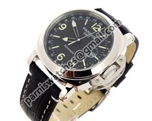 PARNIS GMT II BLACK DIAL leatcher strap SEAGULL Automatic Watch  
