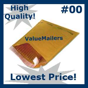 250 Quality Kraft ~ #00 ~ 5x10 Bubble Mailers Envelopes  