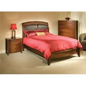  Cinnamon Low Profile Sleigh Bed with Leather or Wood Headboard 