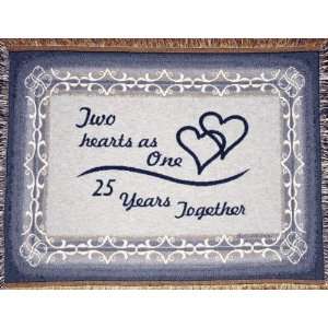 Years Together Woven Cotton Sofa Throw Blanket   25th Anniversary Gift 