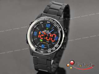 Weide Schwarz LED Armbanduhr Analog Digital Herrenuhr  