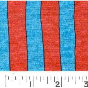  45 Wide Big Top Stripe   Red/Light Blue Fabric By The 
