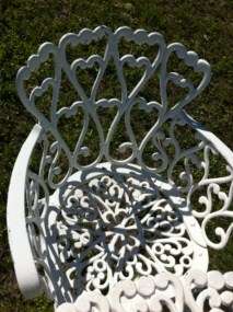 Vintage Ornate Cast Aluminum Patio Lawn Table & Chairs  