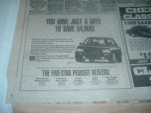 1988 Peugeot 505 STX Turbo S PA Dealers ad C MY STORE  