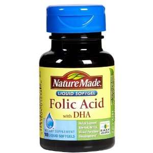  Nature Made Folic Acid 600 mcg with DHA Softgels, 100 ct 