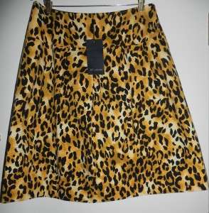 NWT St John Topaz Multi Black Gold Leopard Skirt 14  