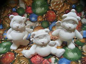 READY TO PAINT  BISQUE  3 HOLIDAY/CHRISTMAS SNOW BEARS  