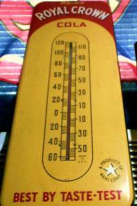 VINTAGE 40s ROYAL CROWN THERMOMETER SIGN NICE CONDITION  