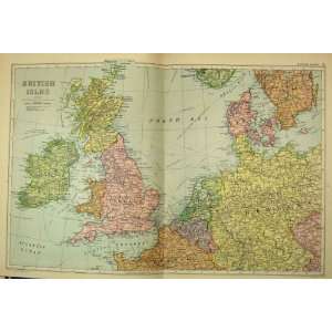  Map British Isles Germany France 1912 Bacon World