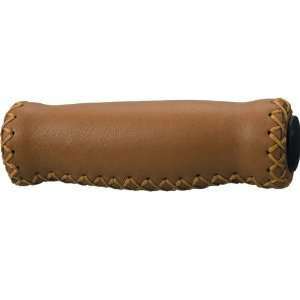  Hand Stitched Leather Cruiser Handle Grips, in Brown 
